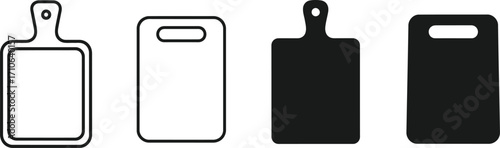 Cutting board vector icon set kitchen utensils chopping board