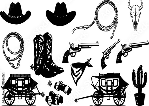 Wild West & Cowboys icons set
