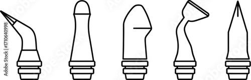 Soldering iron tips vector set different shapes and sizes tools
