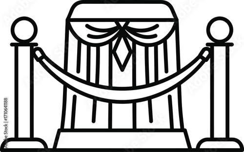 Vector illustration of exhibit display with rope barrier line