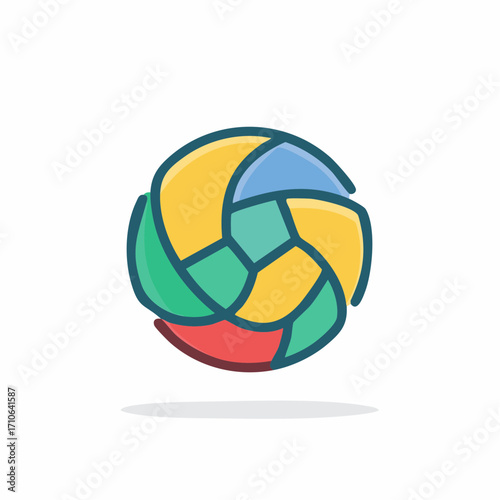 Colorful abstract geometric ball symbol representing sport and playfulness
