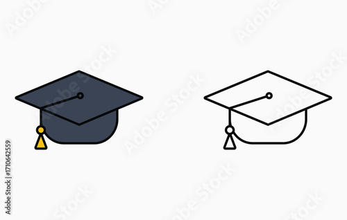 Graduation cap icons two styles simple academic symbol graduate education concept