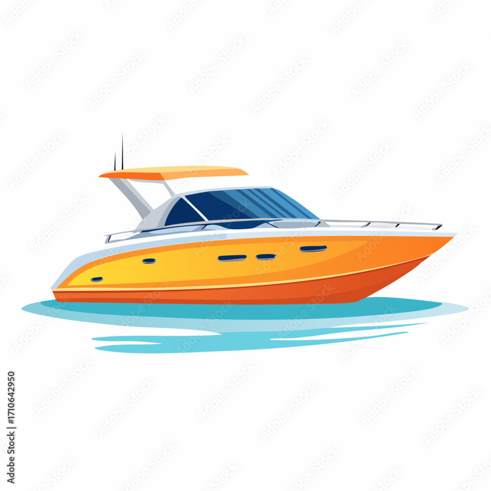 Naklejka premium Vibrant Orange Yacht on Water