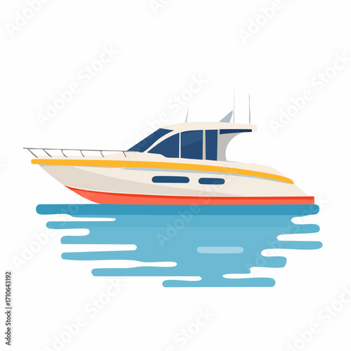 Sleek White Yacht on Blue Water