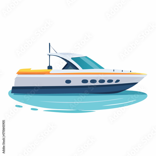Luxury motor yacht vector illustration
