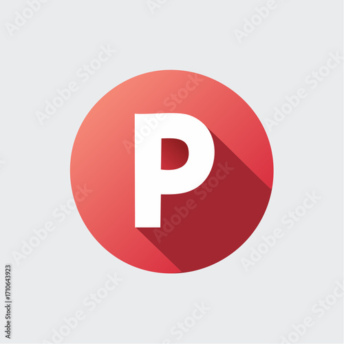 Bold white letter P inside a vibrant red circular shape. A modern abstract flat icon with a geometric long shadow, perfect for a logo or web element Free Download Bold white letter P inside a vibrant red circular shape. A modern abstract flat icon with a geometric long shadow, perfect for a logo or web element - GFXLoad