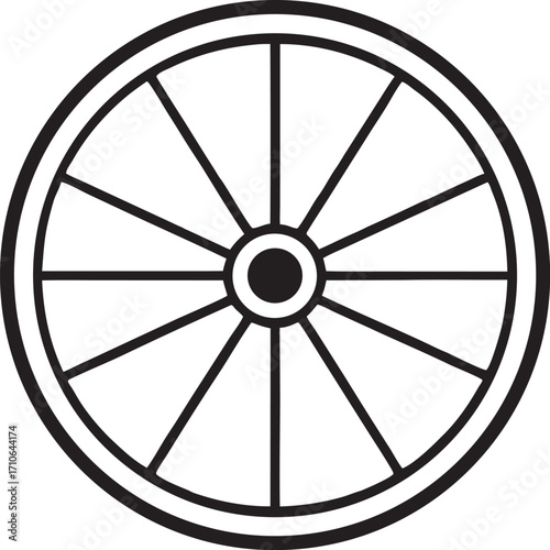 Classic spoked wheel illustration with colorful accents