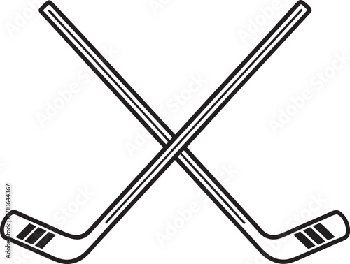Two crossed ice hockey sticks with puck illustration