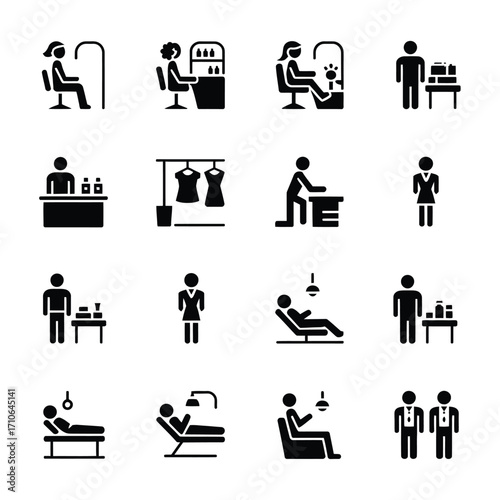 Beauty salon and spa icon set