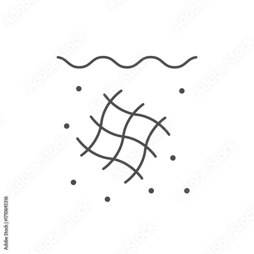 Net in ocean line icon
