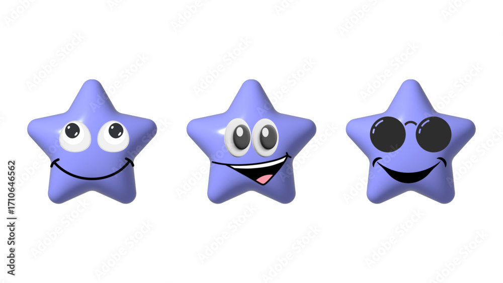 Obraz premium cute star emoticon set