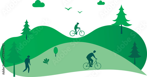 Diverse group of people enjoying outdoor activities and socializing