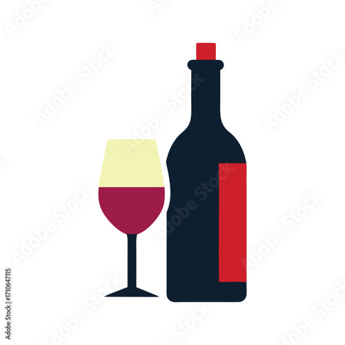 wine bottle and glass