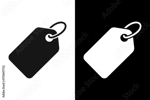 black and white price tag icon Silhouette vector style