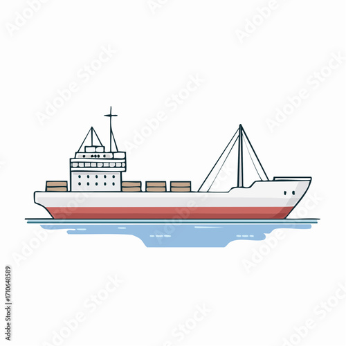 Illustration of a cargo ship on the water
