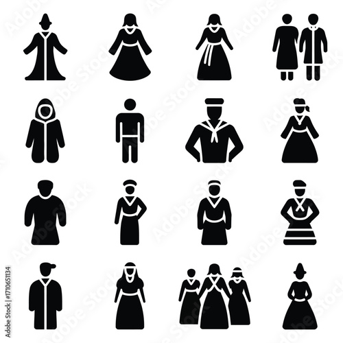 Clothing styles icon set