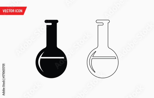 Two flasks scientific laboratory equipment chemistry beaker flask research icons