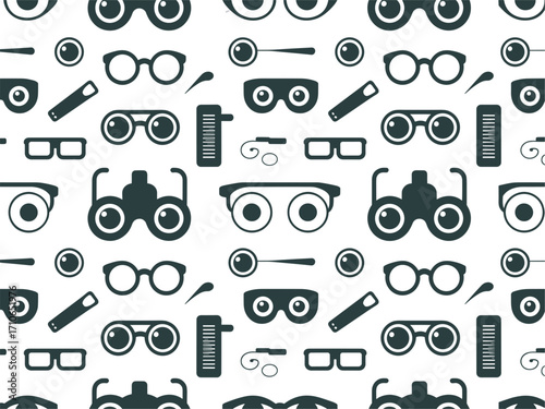 Seamless Vision Care Solid Icon Pattern with Optical Elements