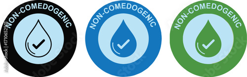 Non comedogenic skincare acne free product label and symbol set