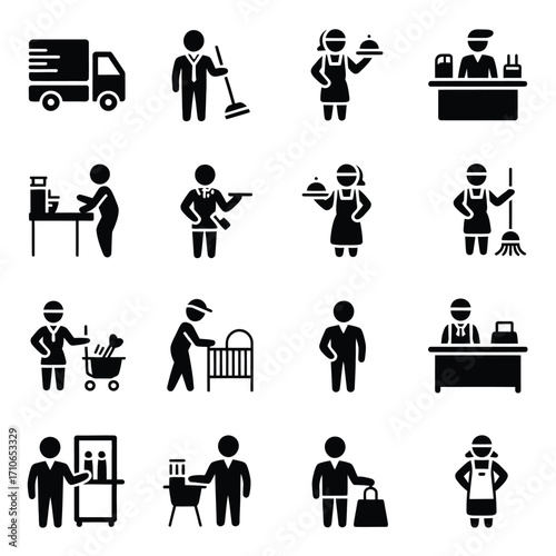 Working man icon set