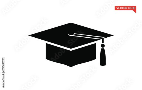 Graduation cap silhouette icon representing academic achievement and success
