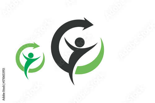 Modern circular logo design with multiple color variations