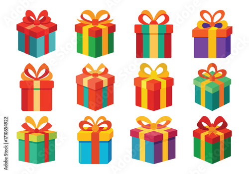 Colorful Gift Boxes Vector Illustration for Celebrations and Special Occasions