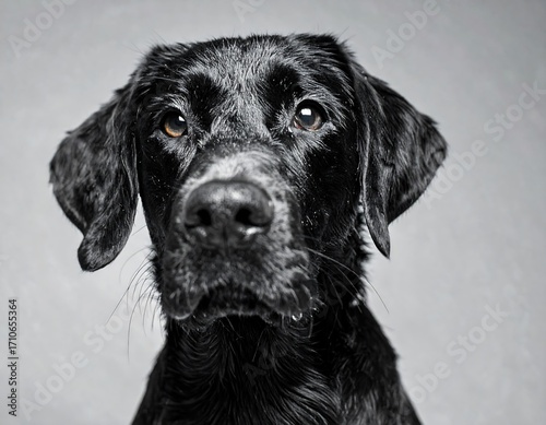 Close-up black lab portrait