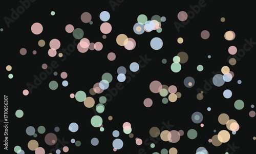 Abstract dark background with colorful translucent circles bokeh design element