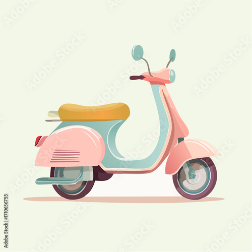 Retro pink scooter illustration on a light background