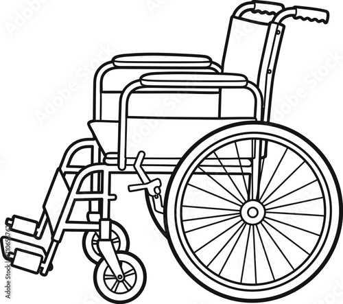 Wheelchair outline drawing mobility aid medical equipment vector