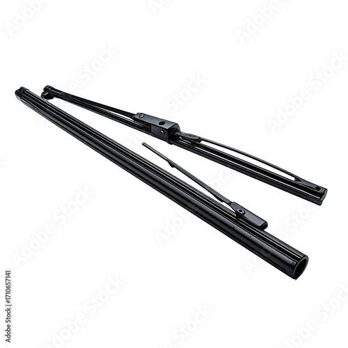 Black car windshield wiper blades, angled view