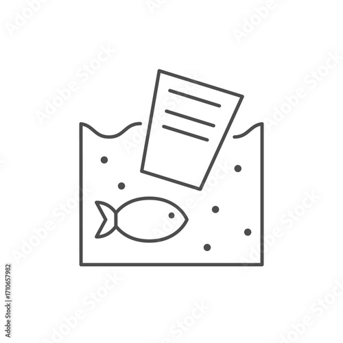 Plastic waste in ocean line icon