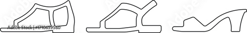 Art & IllustrationLadies shoes icon set.Stylish high heel silhouettes, women's fashion footwear collection,Outline and white stiletto icon set.Leather shoes heel icon flat simple icon set.