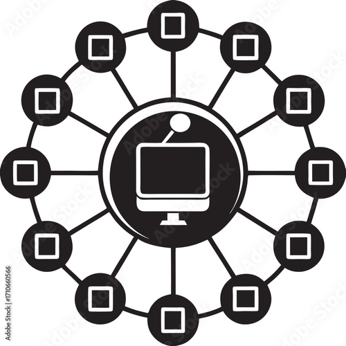 Abstract network silhouette on white background