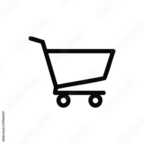 Shopping cart representing online retail and ecommerce, symbolizing convenience and purchase in a modern, minimalist style.