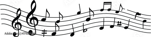 Musical Staff with Notes Illustration
