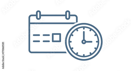 Calendar and clock symbolizing time management for appointment scheduling and deadline tracking in a modern, minimalist style.