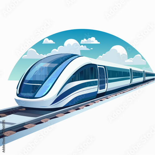High-speed train illustration on tracks
