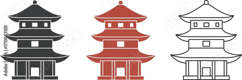 Japanese pagoda temple vector illustration oriental asia art