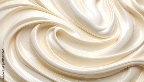 Creamy, swirled white substance