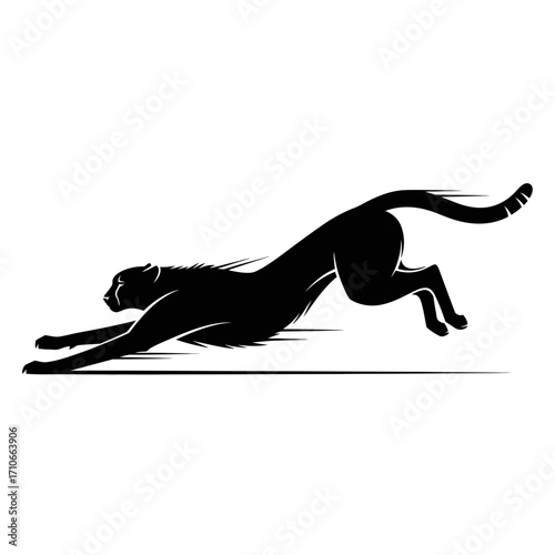 Black silhouette of a cheetah in full stride motion