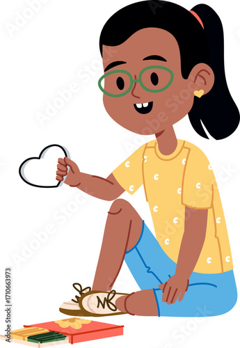 Girl Crafting with Plasticine Clay
