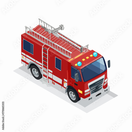 fire truck isolated on white