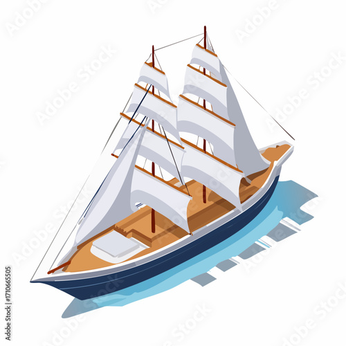 sailing ship isolated on white