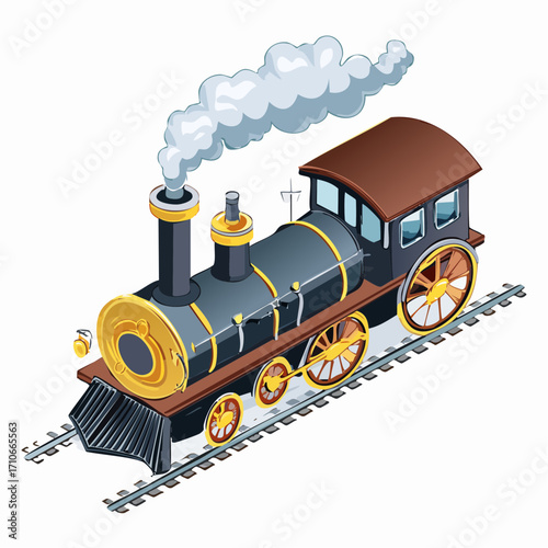 vector illustration of steam locomotive