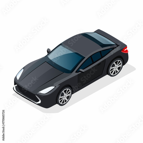 black sedan car isolated on white background