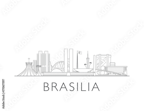 Brasilia, Brazil, cityscape illustration skyline drawing
