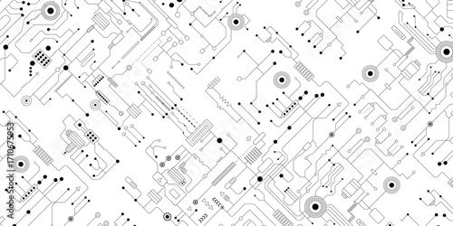 Circuit Board texture Background, seamless pattern. 