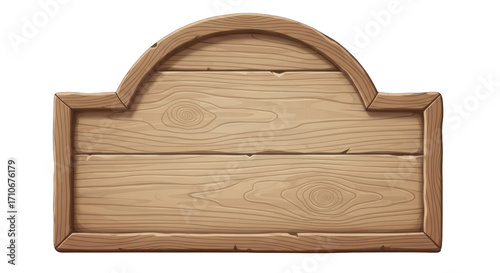 Ornate Wooden Sign with Arched Top.